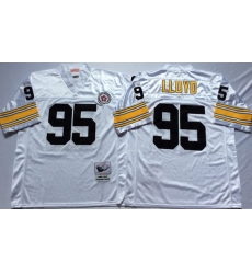 Men Pittsburgh Steelers 95 Greg Lloyd White M&N Throwback Jersey