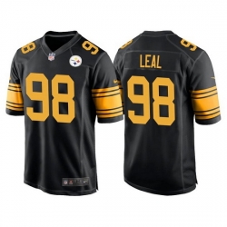 Men Pittsburgh Steelers 98 DeMarvin Leal Black Color Rush Stitched Jersey