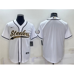 Men Pittsburgh Steelers Blank White With Patch Cool Base Stitched Baseball Jersey
