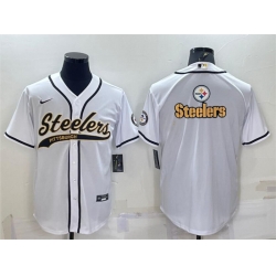 Men Pittsburgh Steelers White Team Big Logo With Patch Cool Base Stitched Baseball Jersey
