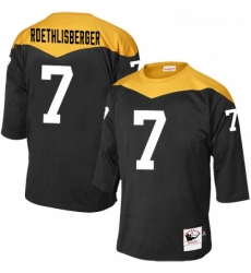 Mens Mitchell and Ness Pittsburgh Steelers 7 Ben Roethlisberger Elite Black 1967 Home Throwback NFL Jersey
