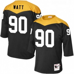Mens Mitchell and Ness Pittsburgh Steelers 90 T J Watt Elite Black 1967 Home Throwback NFL Jersey