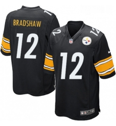 Mens Nike Pittsburgh Steelers 12 Terry Bradshaw Game Black Team Color NFL Jersey