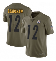 Mens Nike Pittsburgh Steelers 12 Terry Bradshaw Limited Olive 2017 Salute to Service NFL Jersey