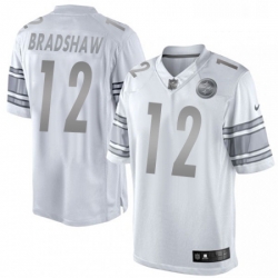 Mens Nike Pittsburgh Steelers 12 Terry Bradshaw Limited White Platinum NFL Jersey