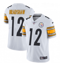 Mens Nike Pittsburgh Steelers 12 Terry Bradshaw White Vapor Untouchable Limited Player NFL Jersey