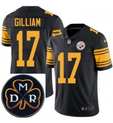 Men's Nike Pittsburgh Steelers #17 Joe Gilliam Elite Black Rush NFL MDR Dan Rooney Patch Jersey