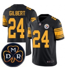Men's Nike Pittsburgh Steelers #24 Justin Gilbert Elite Black Rush NFL MDR Dan Rooney Patch Jersey