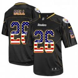 Mens Nike Pittsburgh Steelers 26 LeVeon Bell Elite Black USA Flag Fashion NFL Jersey