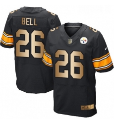 Mens Nike Pittsburgh Steelers 26 LeVeon Bell Elite BlackGold Team Color NFL Jersey