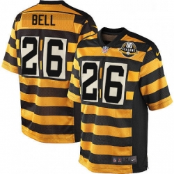 Mens Nike Pittsburgh Steelers 26 LeVeon Bell Game YellowBlack Alternate 80TH Anniversary Throwback NFL Jersey