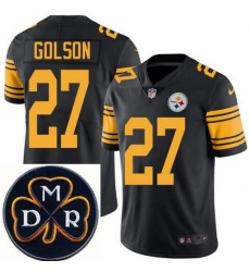 Men's Nike Pittsburgh Steelers #27 Senquez Golson Elite Black Rush NFL MDR Dan Rooney Patch Jersey