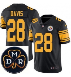 Men's Nike Pittsburgh Steelers #28 Sean Davis Elite Black Rush NFL MDR Dan Rooney Patch Jersey