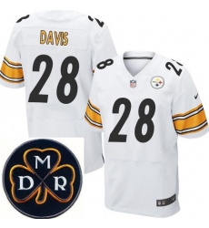Men's Nike Pittsburgh Steelers #28 Sean Davis White Stitched NFL Elite MDR Dan Rooney Patch Jersey