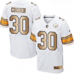 Mens Nike Pittsburgh Steelers 30 James Conner Elite WhiteGold NFL Jersey