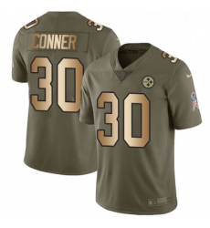 Mens Nike Pittsburgh Steelers 30 James Conner Limited OliveGold 2017 Salute to Service NFL Jersey