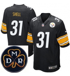 Men's Nike Pittsburgh Steelers #31 Donnie Shell Elite Black NFL MDR Dan Rooney Patch Jersey