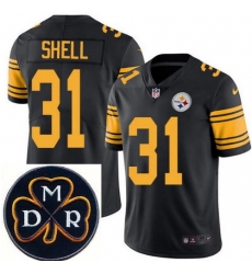 Men's Nike Pittsburgh Steelers #31 Donnie Shell Elite Black Rush NFL MDR Dan Rooney Patch Jersey