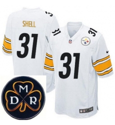 Men's Nike Pittsburgh Steelers #31 Donnie Shell Elite White NFL MDR Dan Rooney Patch Jersey