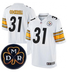 Men's Nike Pittsburgh Steelers #31 Ross Cockrell Elite White NFL MDR Dan Rooney Patch Jersey