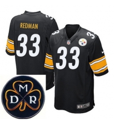 Men's Nike Pittsburgh Steelers #33 Isaac Redman Black Elite MDR Dan Rooney Patch Jerseys