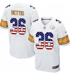 Mens Nike Pittsburgh Steelers 36 Jerome Bettis Elite White Road USA Flag Fashion NFL Jersey