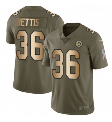 Mens Nike Pittsburgh Steelers 36 Jerome Bettis Limited OliveGold 2017 Salute to Service NFL Jersey