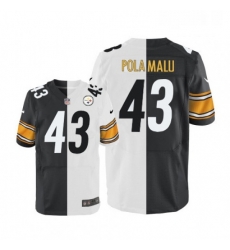 Mens Nike Pittsburgh Steelers 43 Troy Polamalu Elite BlackWhite Split Fashion NFL Jersey