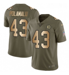 Mens Nike Pittsburgh Steelers 43 Troy Polamalu Limited OliveGold 2017 Salute to Service NFL Jersey