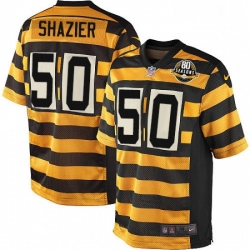Mens Nike Pittsburgh Steelers 50 Ryan Shazier Elite YellowBlack Alternate 80TH Anniversary Throwback NFL Jersey