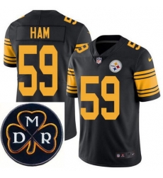 Men's Nike Pittsburgh Steelers #59 Jack Ham Elite Black Rush NFL MDR Dan Rooney Patch Jersey
