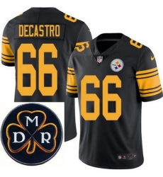 Men's Nike Pittsburgh Steelers #66 David DeCastro Elite Black Rush NFL MDR Dan Rooney Patch Jersey