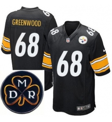 Men's Nike Pittsburgh Steelers #68 L.C. Greenwood Elite Black NFL MDR Dan Rooney Patch Jersey