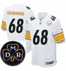 Men's Nike Pittsburgh Steelers #68 L.C. Greenwood Elite White NFL MDR Dan Rooney Patch Jersey