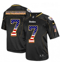 Mens Nike Pittsburgh Steelers 7 Ben Roethlisberger Elite Black USA Flag Fashion NFL Jersey