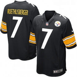 Mens Nike Pittsburgh Steelers 7 Ben Roethlisberger Game Black Team Color NFL Jersey