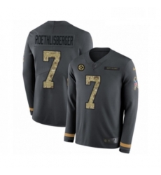 Mens Nike Pittsburgh Steelers 7 Ben Roethlisberger Limited Black Salute to Service Therma Long Sleeve NFL Jersey
