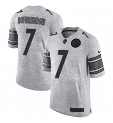 Mens Nike Pittsburgh Steelers 7 Ben Roethlisberger Limited Gray Gridiron II NFL Jersey