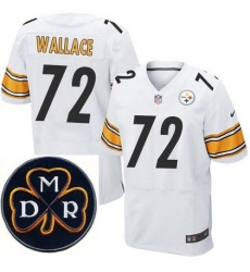 Men's Nike Pittsburgh Steelers #72 Cody Wallace Elite White NFL MDR Dan Rooney Patch Jersey