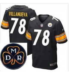 Men's Nike Pittsburgh Steelers #78 Alejandro Villanueva Black Team Color Stitched NFL Elite MDR Dan Rooney Patch Jersey