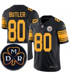 Men's Nike Pittsburgh Steelers #80 Jack Butler Elite Black Rush NFL MDR Dan Rooney Patch Jersey
