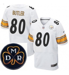 Men's Nike Pittsburgh Steelers #80 Jack Butler Elite White NFL MDR Dan Rooney Patch Jersey