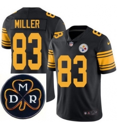 Men's Nike Pittsburgh Steelers #83 Heath Miller Elite Black Rush NFL MDR Dan Rooney Patch Jersey