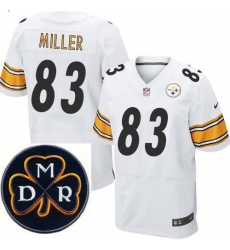Men's Nike Pittsburgh Steelers #83 Heath Miller White Stitched NFL Elite MDR Dan Rooney Patch Jersey