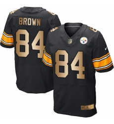 Mens Nike Pittsburgh Steelers 84 Antonio Brown Elite BlackGold Team Color NFL Jersey