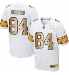 Mens Nike Pittsburgh Steelers 84 Antonio Brown Elite WhiteGold NFL Jersey