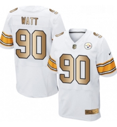 Mens Nike Pittsburgh Steelers 90 T J Watt Elite WhiteGold NFL Jersey