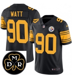 Mens Nike Pittsburgh Steelers 90 T J Watt Limited Black Rush Vapor Untouchable NFL MDR Patch Jersey