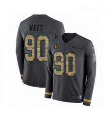 Mens Nike Pittsburgh Steelers 90 T J Watt Limited Black Salute to Service Therma Long Sleeve NFL Jersey