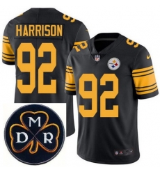 Men's Nike Pittsburgh Steelers #92 James Harrison Elite Black Rush NFL MDR Dan Rooney Patch Jersey